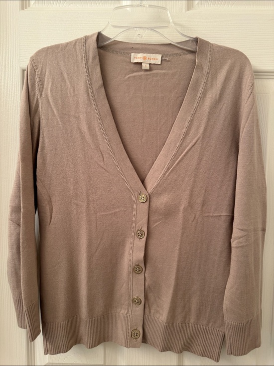Tory Burch Sweaters - Tory Burch Dusty Taupe Button-Front V-Neck Cardigan